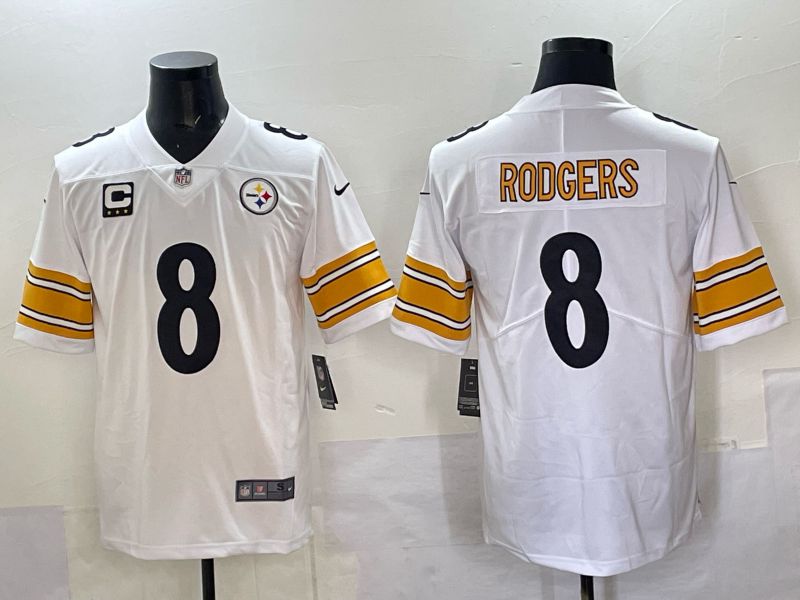 Men 2025 Pittsburgh Steelers #8 Rodgers White Nike Limited NFL Jersey style 03